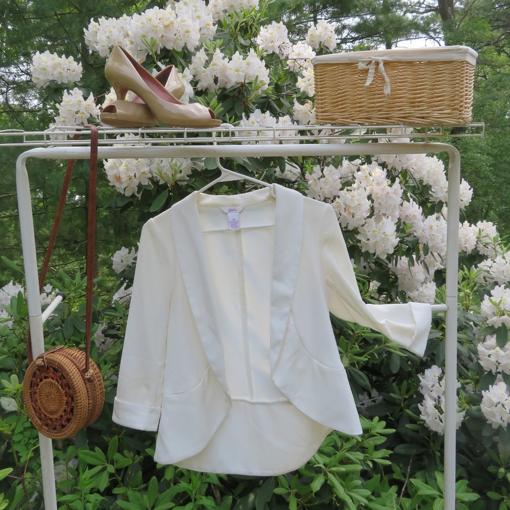 Open Cream 3/4 Length Blazer